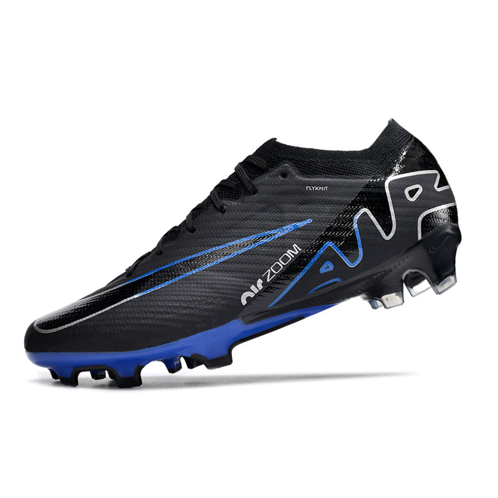 Chuteira Infantil Campo Nike Air Zoom Mercurial Vapor 15 Elite FG Preta e Azul 