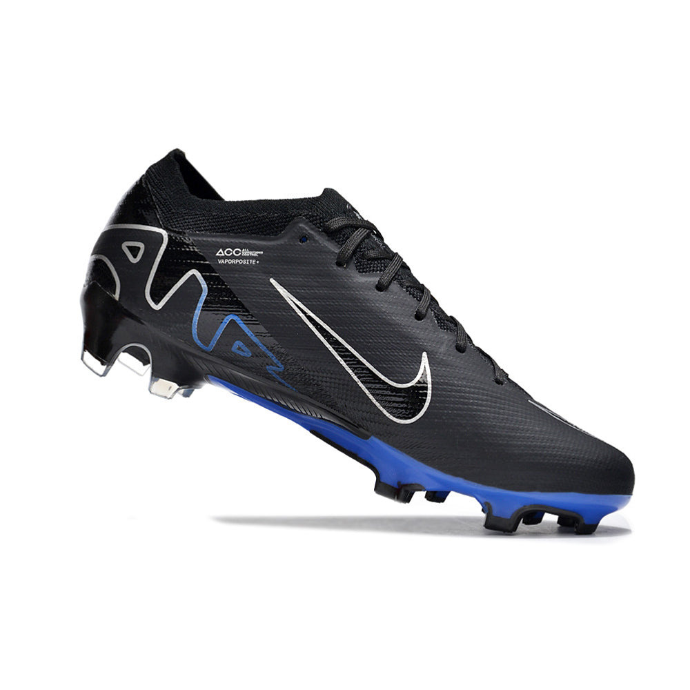 Chuteira Infantil Campo Nike Air Zoom Mercurial Vapor 15 Elite FG Preta e Azul 