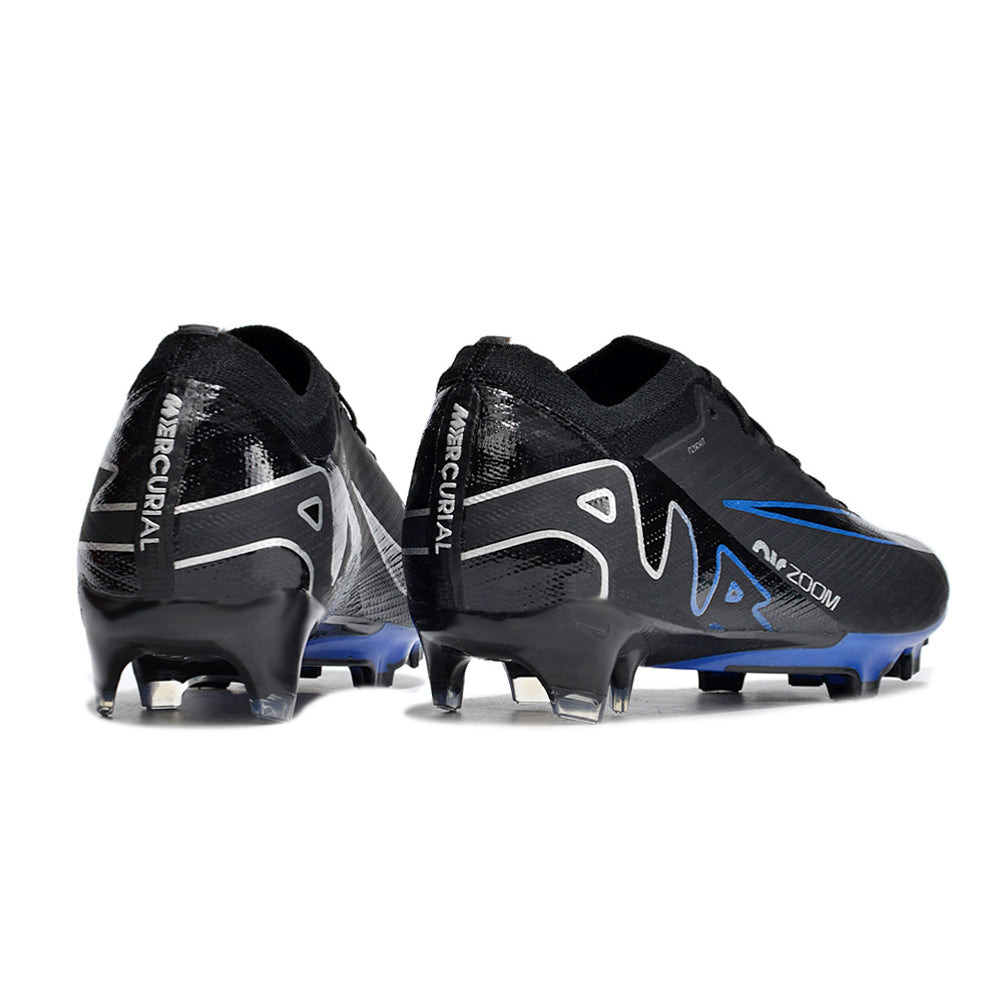 Chuteira Infantil Campo Nike Air Zoom Mercurial Vapor 15 Elite FG Preta e Azul 