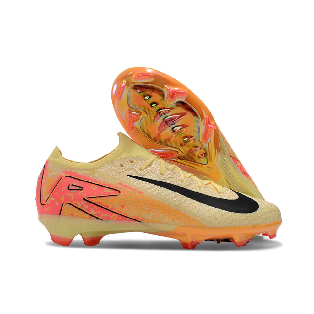 Chuteira Infantil Campo Nike Air Zoom Mercurial Vapor 16 Elite FG Amarelo e Laranja 