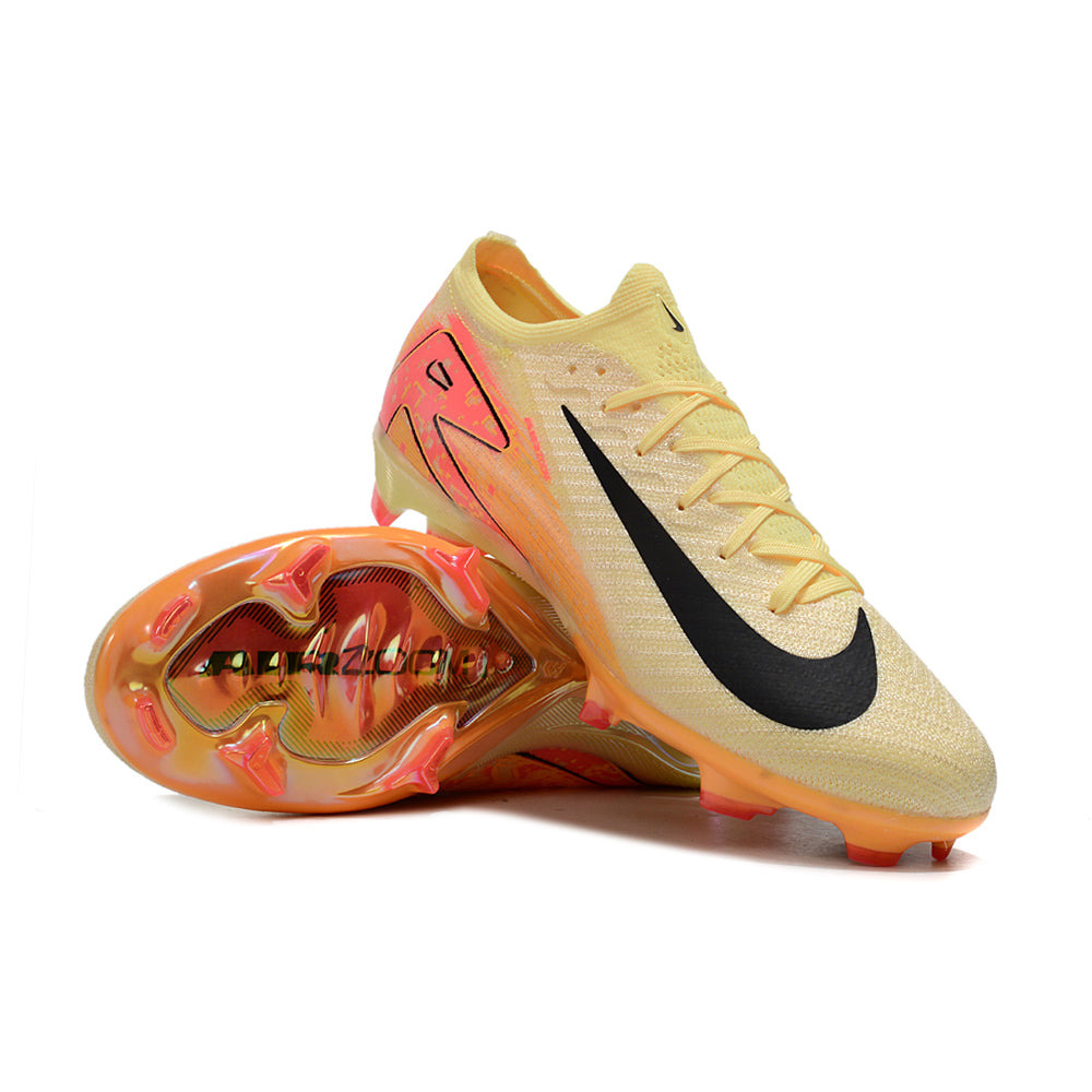 Chuteira Infantil Campo Nike Air Zoom Mercurial Vapor 16 Elite FG Amarelo e Laranja 