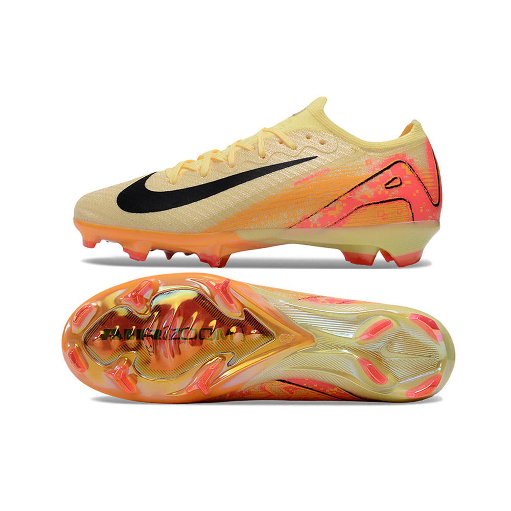 Chuteira Infantil Campo Nike Air Zoom Mercurial Vapor 16 Elite FG Amarelo e Laranja 