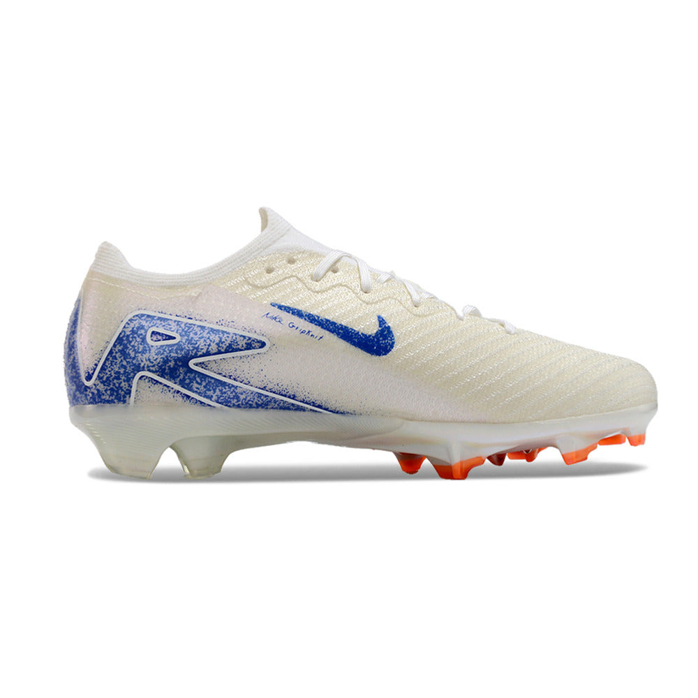 Chuteira Infantil Campo Nike Air Zoom Mercurial Vapor 16 Elite FG Branca e Azul 