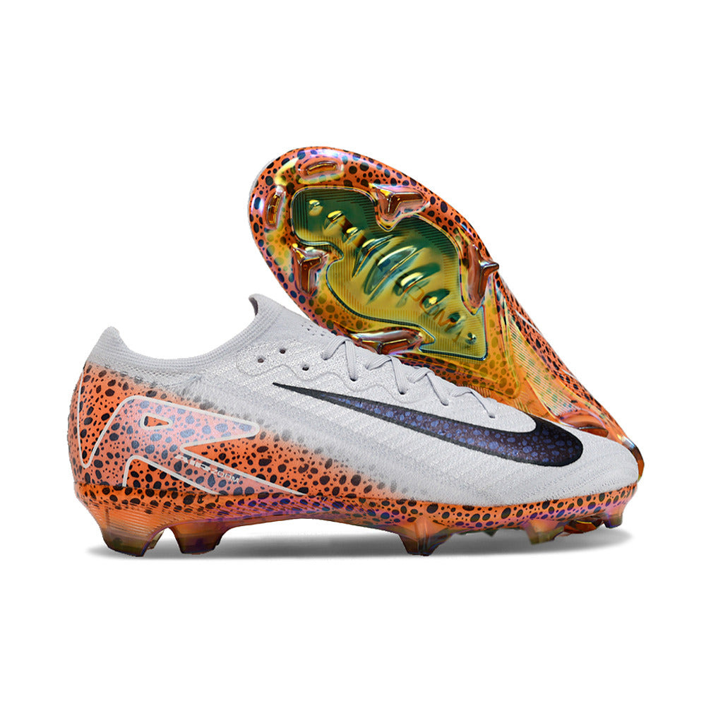 Chuteira Infantil Campo Nike Air Zoom Mercurial Vapor 16 Elite FG Branca, Laranja e Preta 