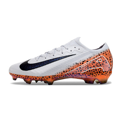 Chuteira Infantil Campo Nike Air Zoom Mercurial Vapor 16 Elite FG Branca, Laranja e Preta 