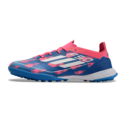 Chuteira Infantil Society Adidas F50 TF Azul e Rosa 