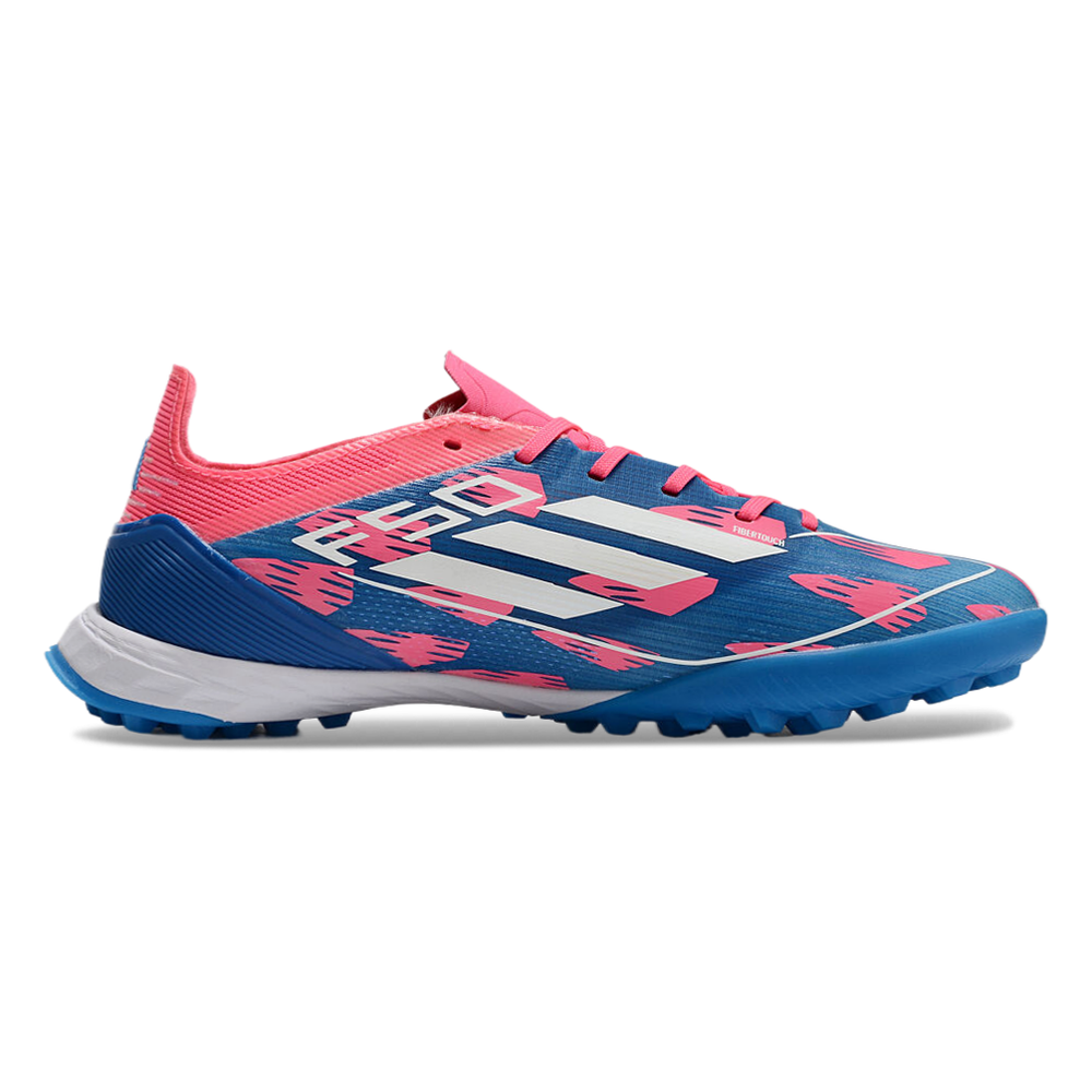 Chuteira Infantil Society Adidas F50 TF Azul e Rosa 