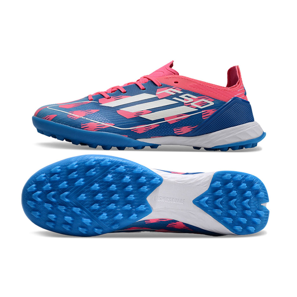Chuteira Infantil Society Adidas F50 TF Azul e Rosa 