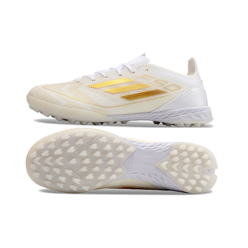 Chuteira Infantil Society Adidas F50 TF Branca e Dourada 