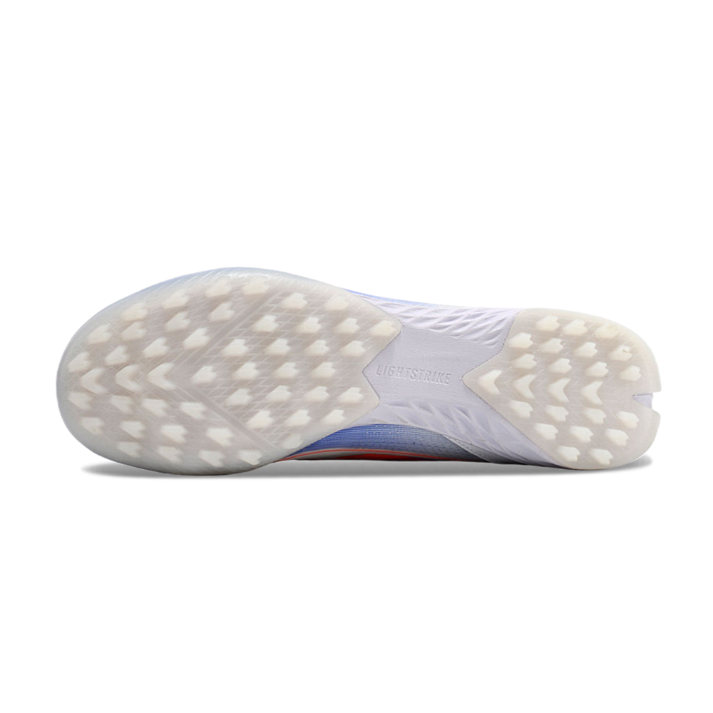 Chuteira Infantil Society Adidas F50 TF Branca, Azul e Vermelha 