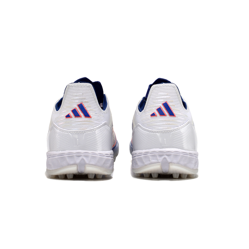 Chuteira Infantil Society Adidas F50 TF Branca, Azul e Vermelha 