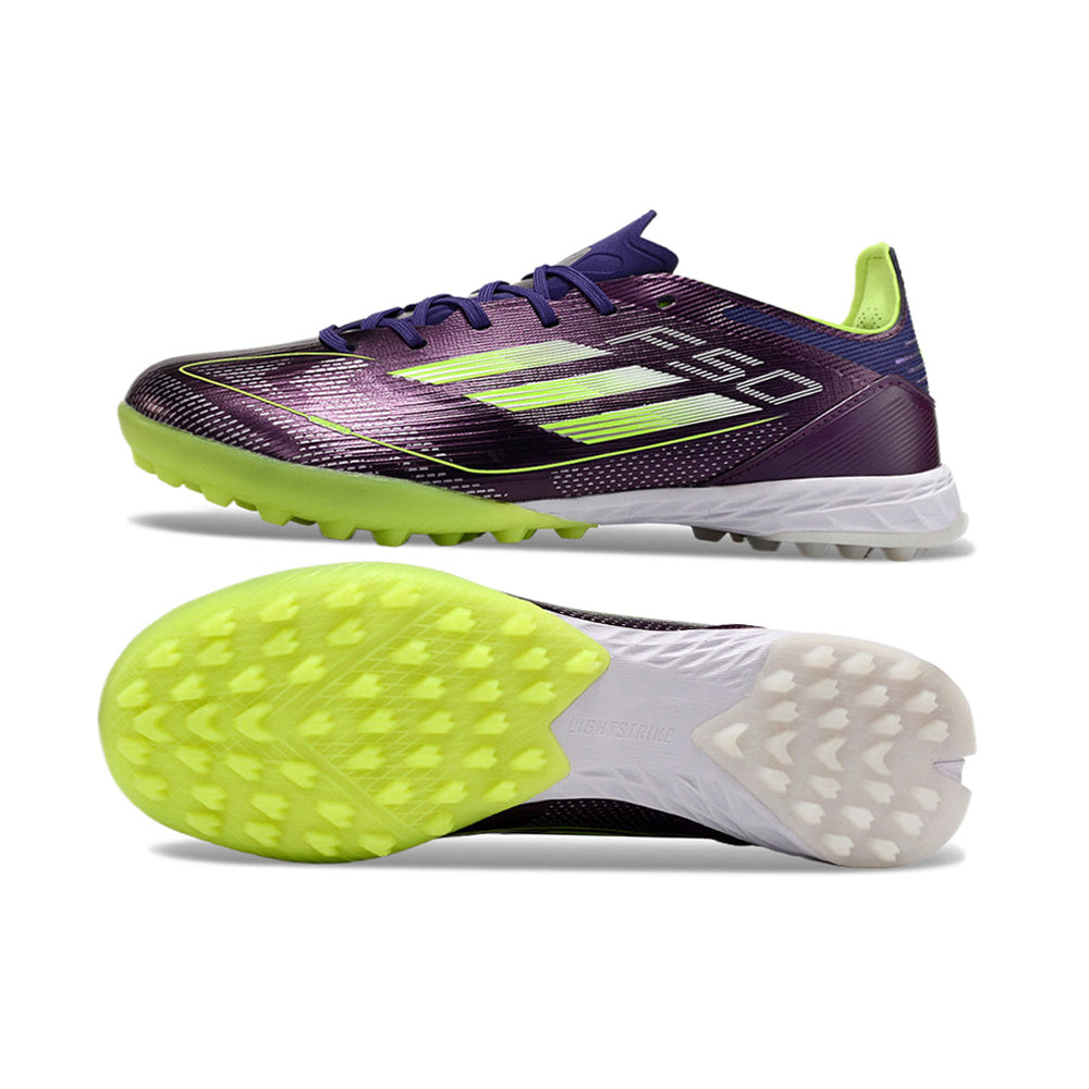 Chuteira Infantil Society Adidas F50 TF Roxa e Verde 