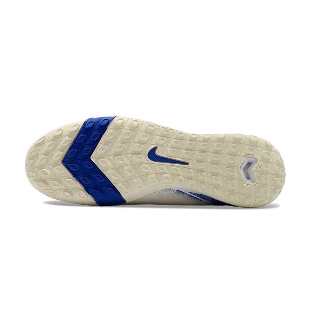 Chuteira Infantil Society Nike Air Zoom Mercurial Superfly 10 Elite TF Branca e Azul 