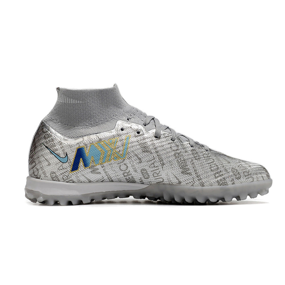 Chuteira Infantil Society Nike Air Zoom Mercurial Superfly 9 Elite TF Prata 
