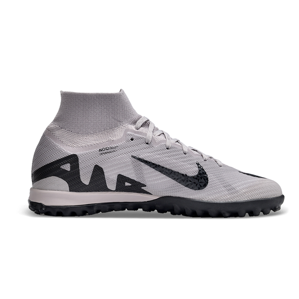 Chuteira Infantil Society Nike Air Zoom Mercurial Superfly 9 Elite TF Prata e Preto 