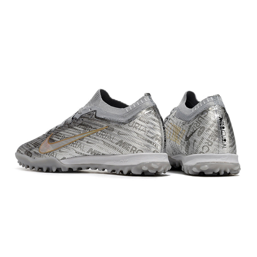 Chuteira Infantil Society Nike Air Zoom Mercurial Vapor 15 Elite TF Prata 