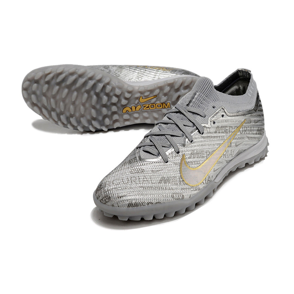 Chuteira Infantil Society Nike Air Zoom Mercurial Vapor 15 Elite TF Prata 