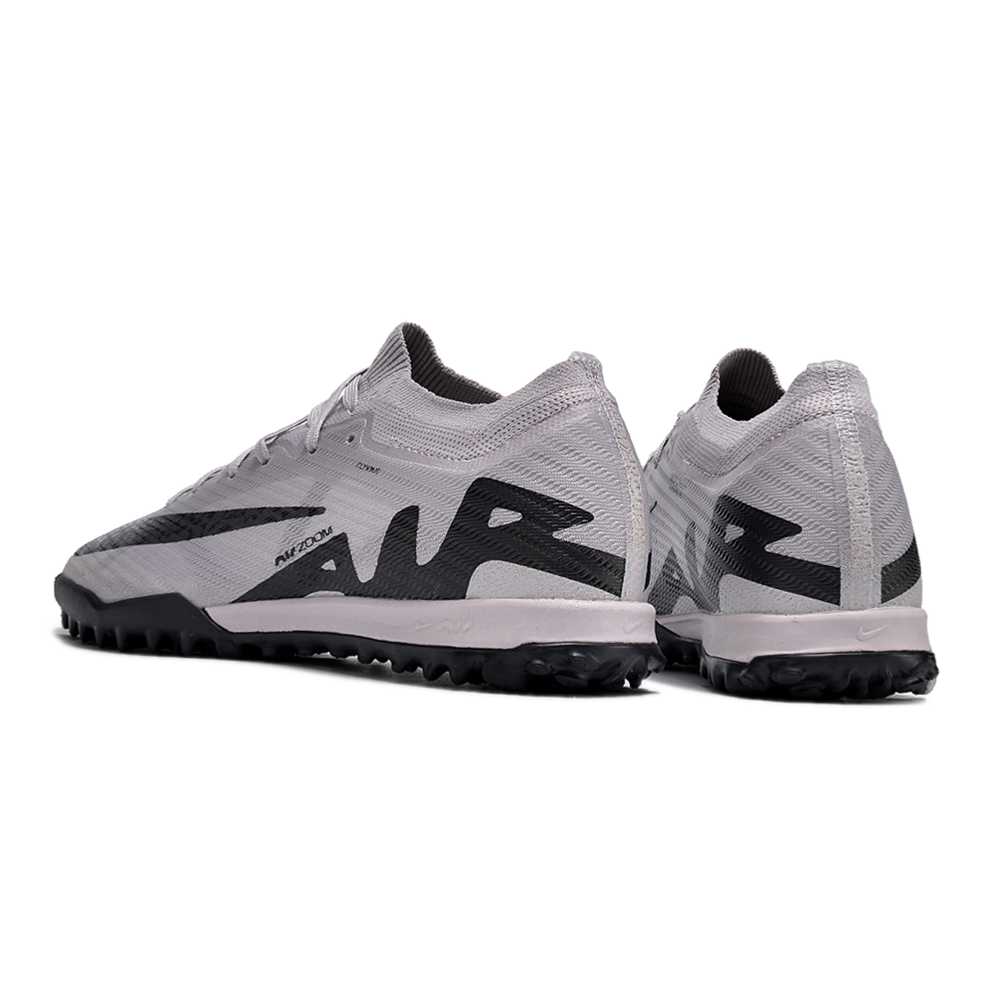 Chuteira Infantil Society Nike Air Zoom Mercurial Vapor 15 Elite TF Prata e Preta 