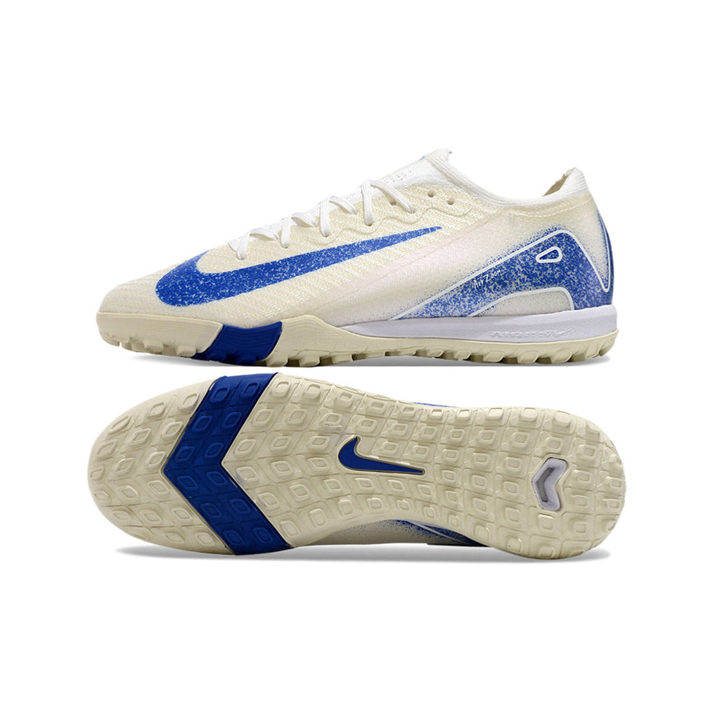 Chuteira Infantil Society Nike Air Zoom Mercurial Vapor 16 Elite TF Branca e Azul 