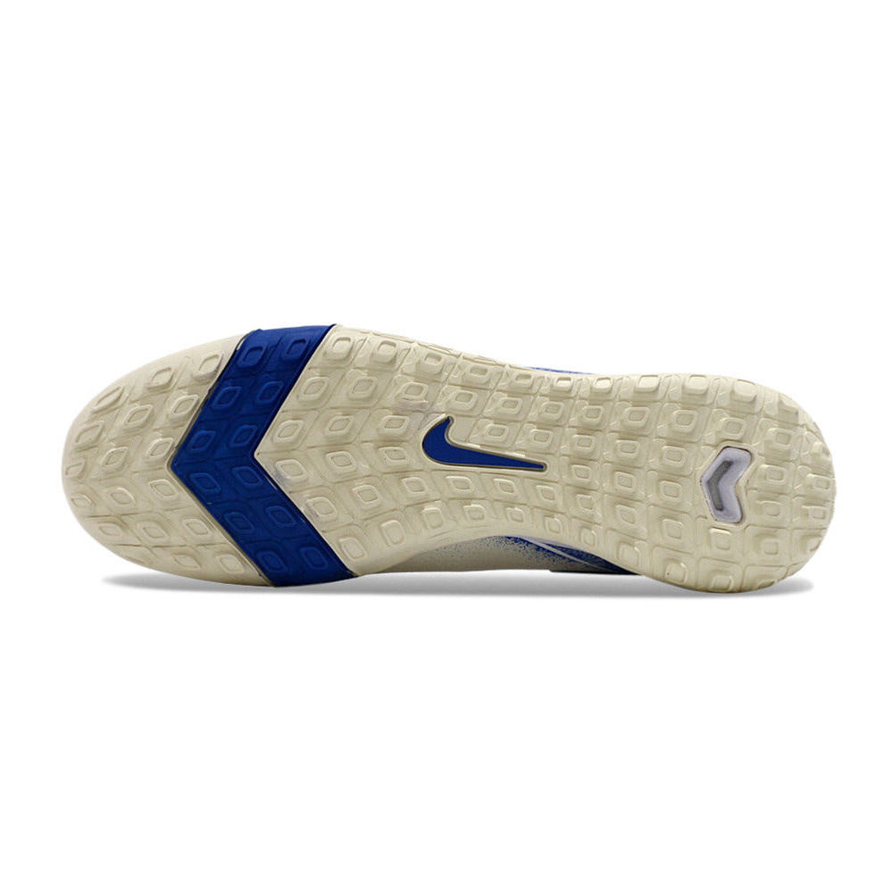 Chuteira Infantil Society Nike Air Zoom Mercurial Vapor 16 Elite TF Branca e Azul 