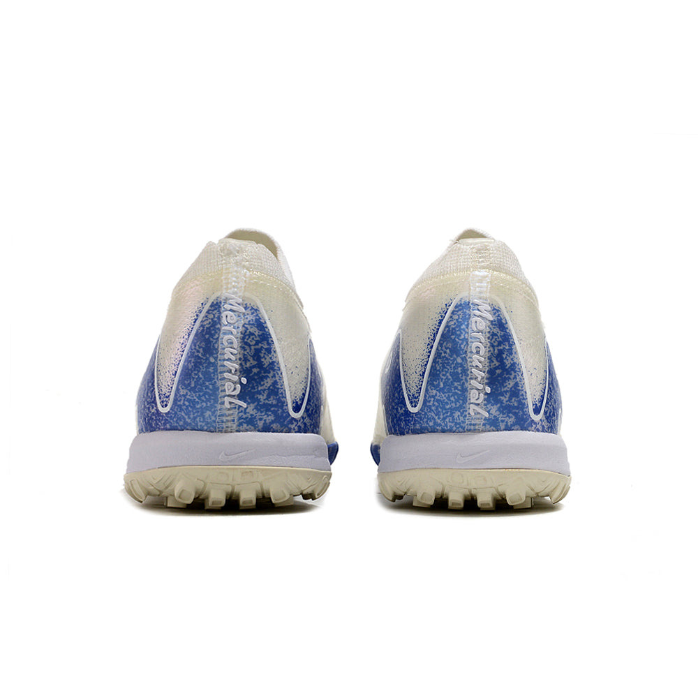 Chuteira Infantil Society Nike Air Zoom Mercurial Vapor 16 Elite TF Branca e Azul 