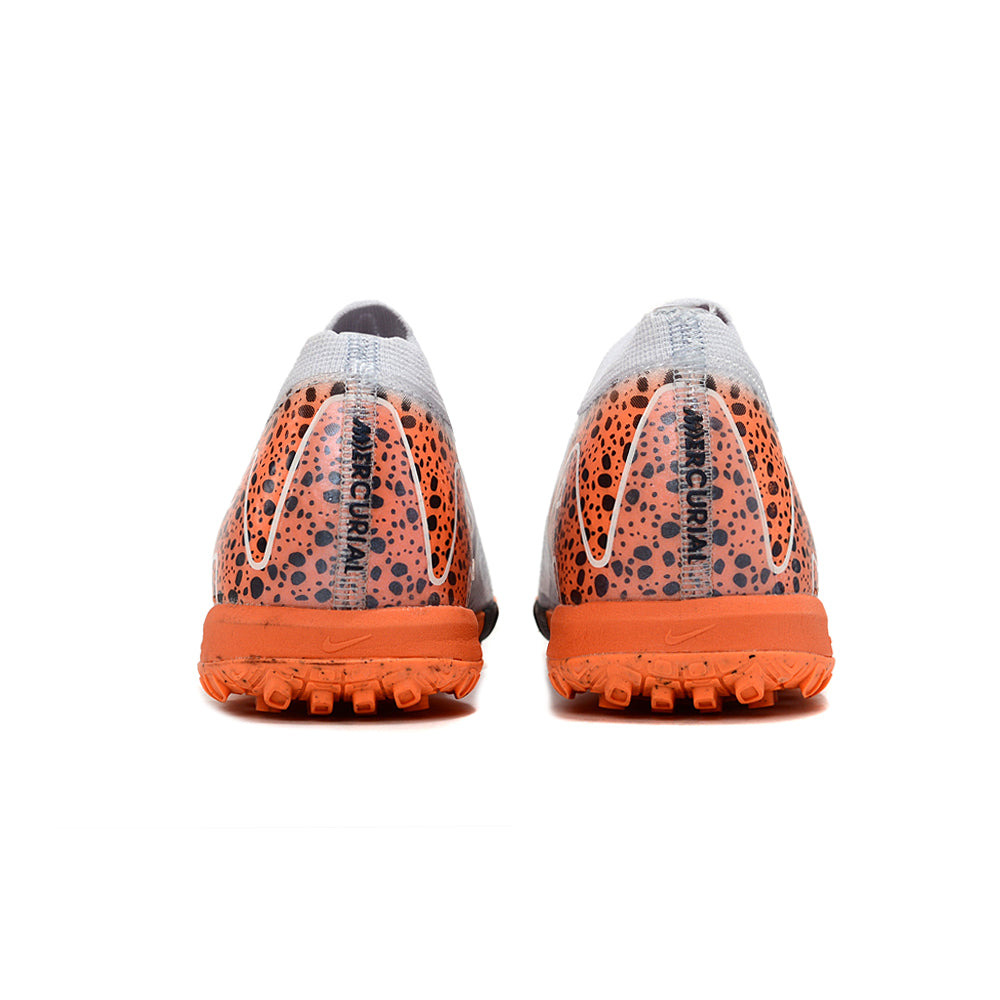 Chuteira Infantil Society Nike Air Zoom Mercurial Vapor 16 Elite TF Branca, Laranja e Preto 