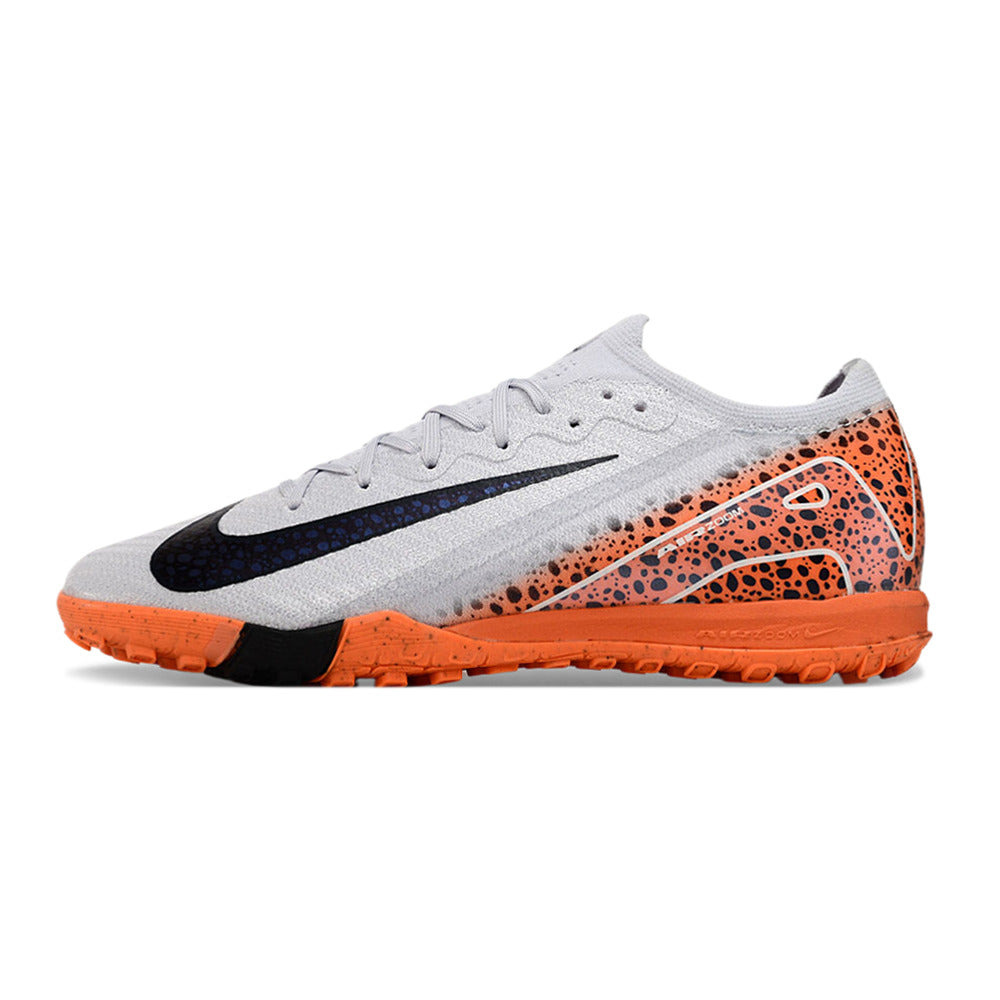 Chuteira Infantil Society Nike Air Zoom Mercurial Vapor 16 Elite TF Branca, Laranja e Preto 