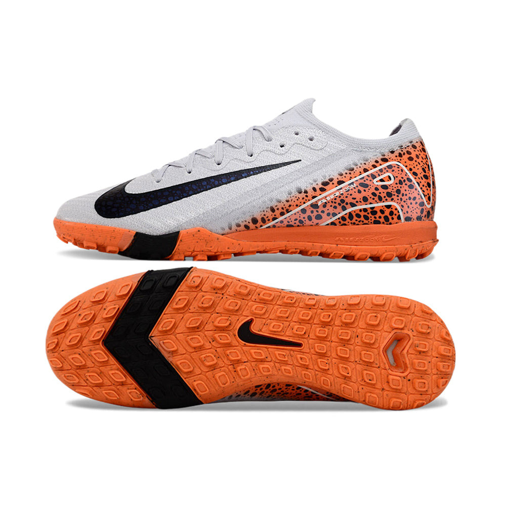 Chuteira Infantil Society Nike Air Zoom Mercurial Vapor 16 Elite TF Branca, Laranja e Preto 