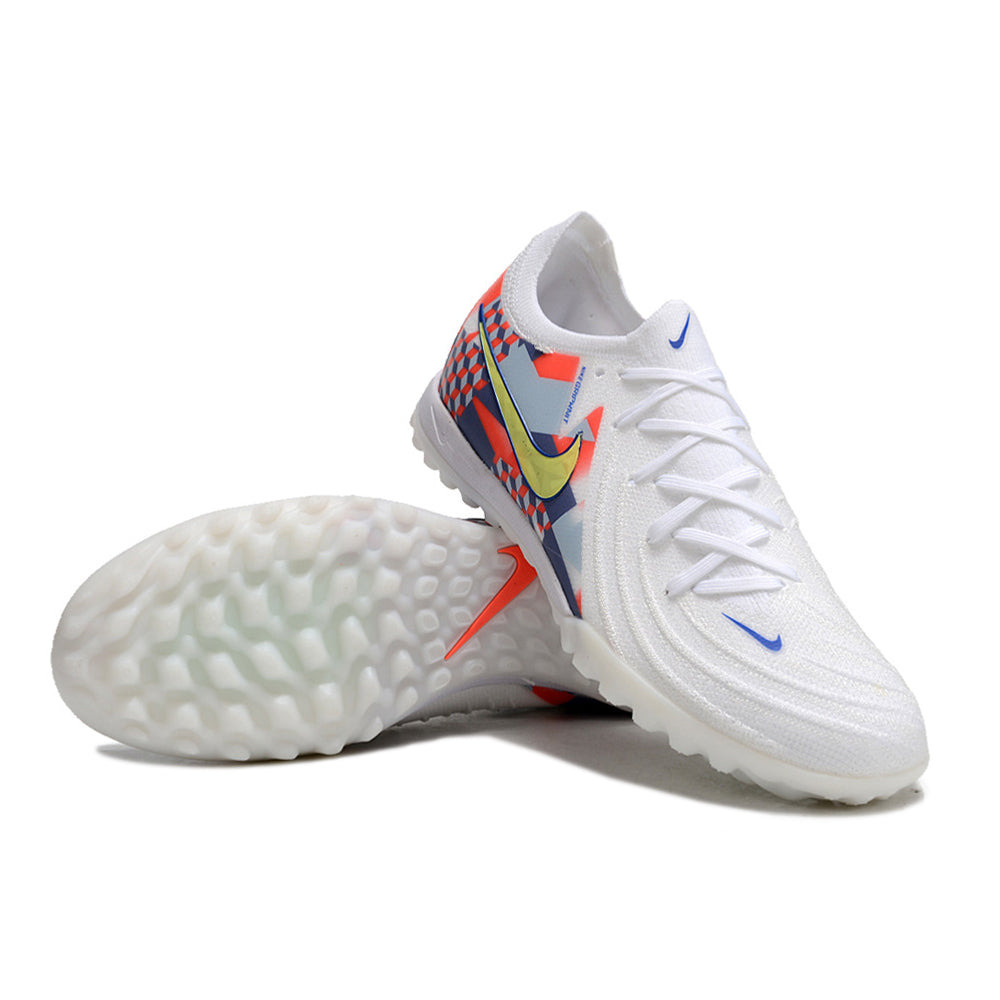 Chuteira Infantil Society Nike Phantom GX 2 Elite TF Branca, Cinza e Vermelha 