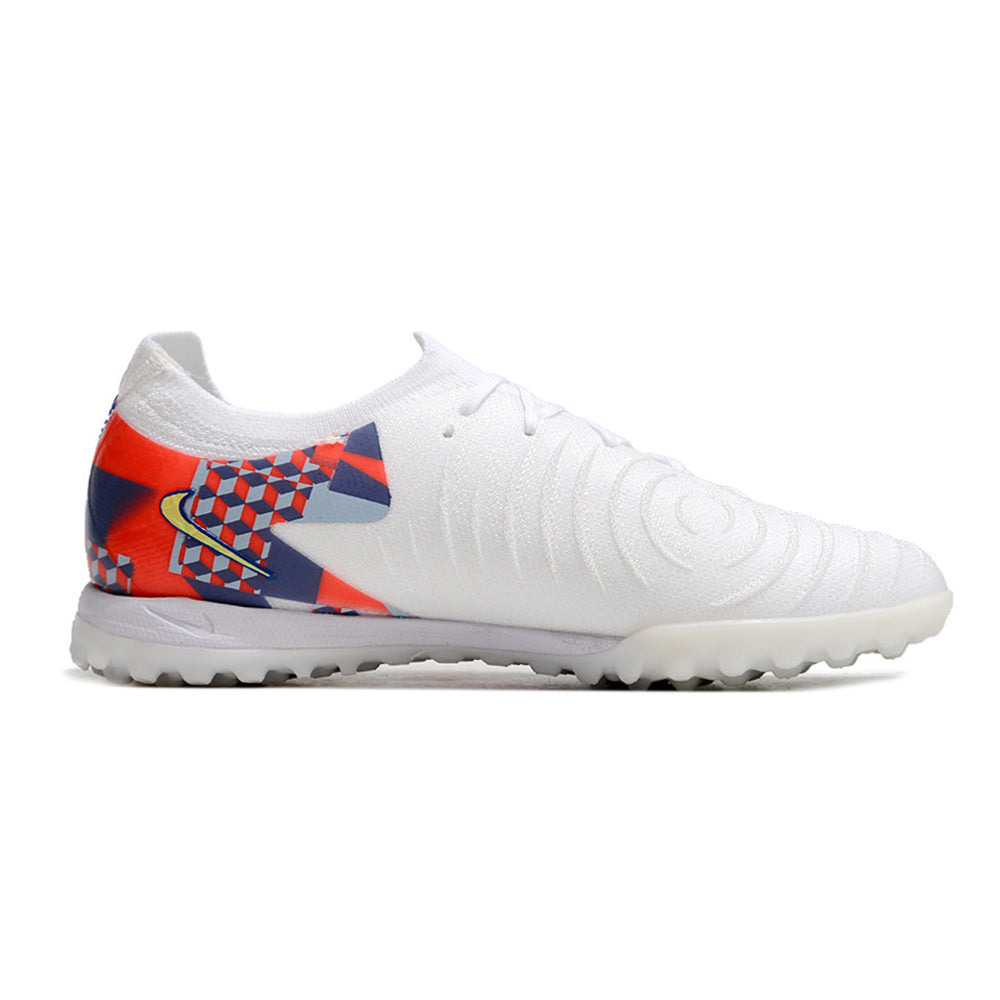 Chuteira Infantil Society Nike Phantom GX 2 Elite TF Branca, Cinza e Vermelha 