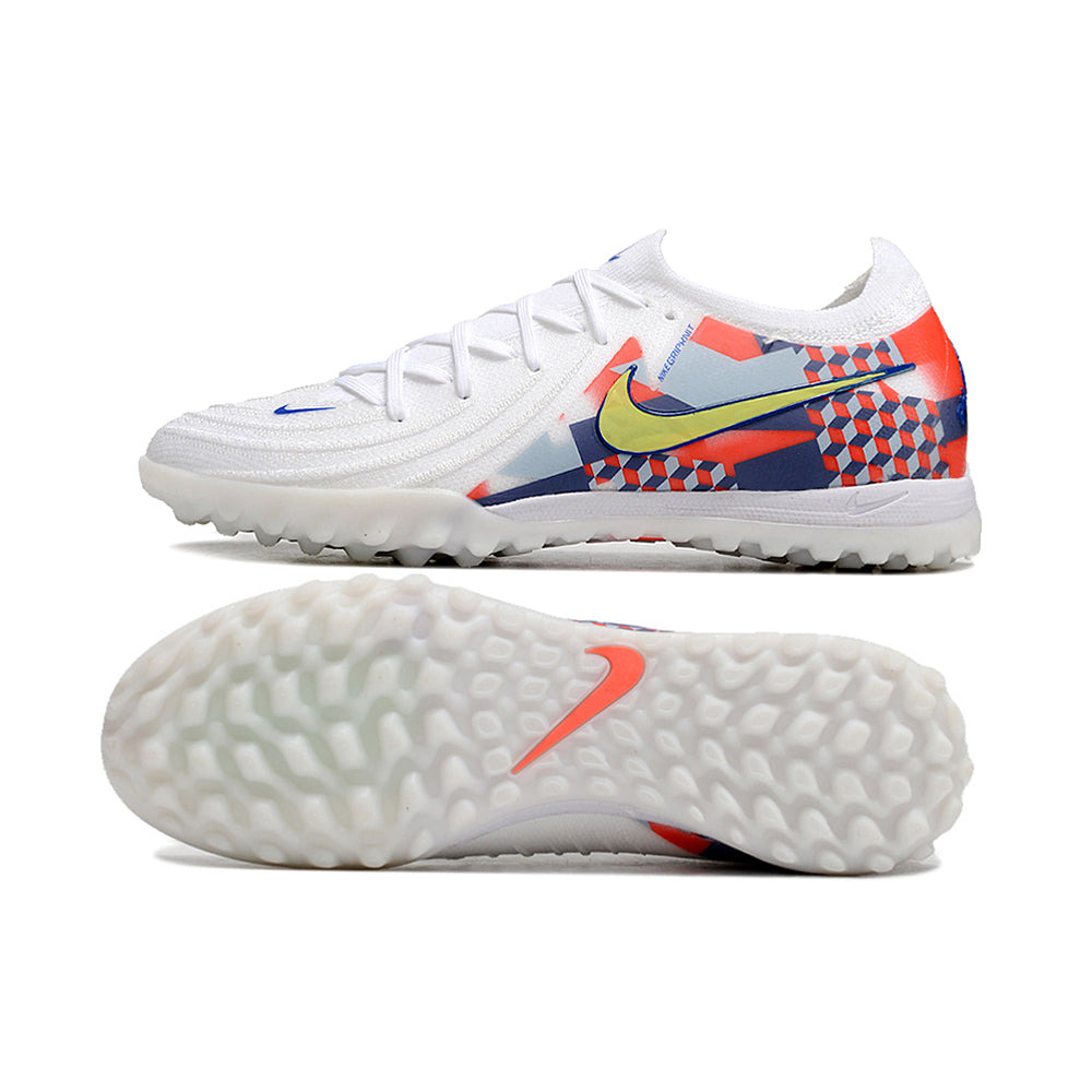 Chuteira Infantil Society Nike Phantom GX 2 Elite TF Branca, Cinza e Vermelha 