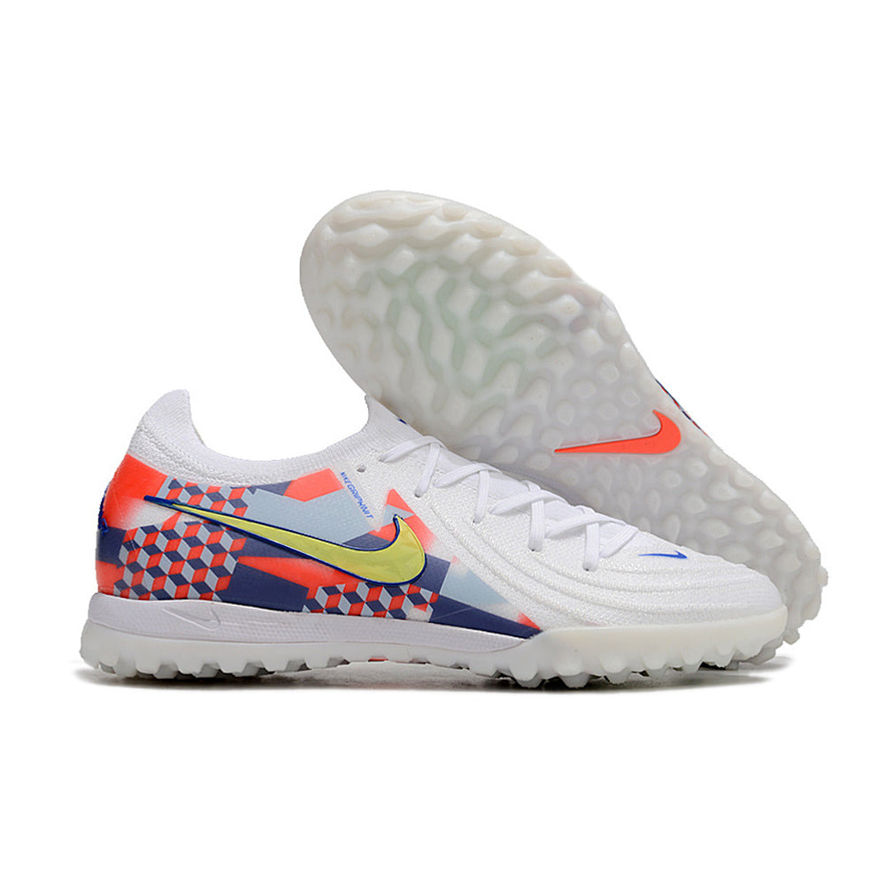 Chuteira Infantil Society Nike Phantom GX 2 Elite TF Branca, Cinza e Vermelha 
