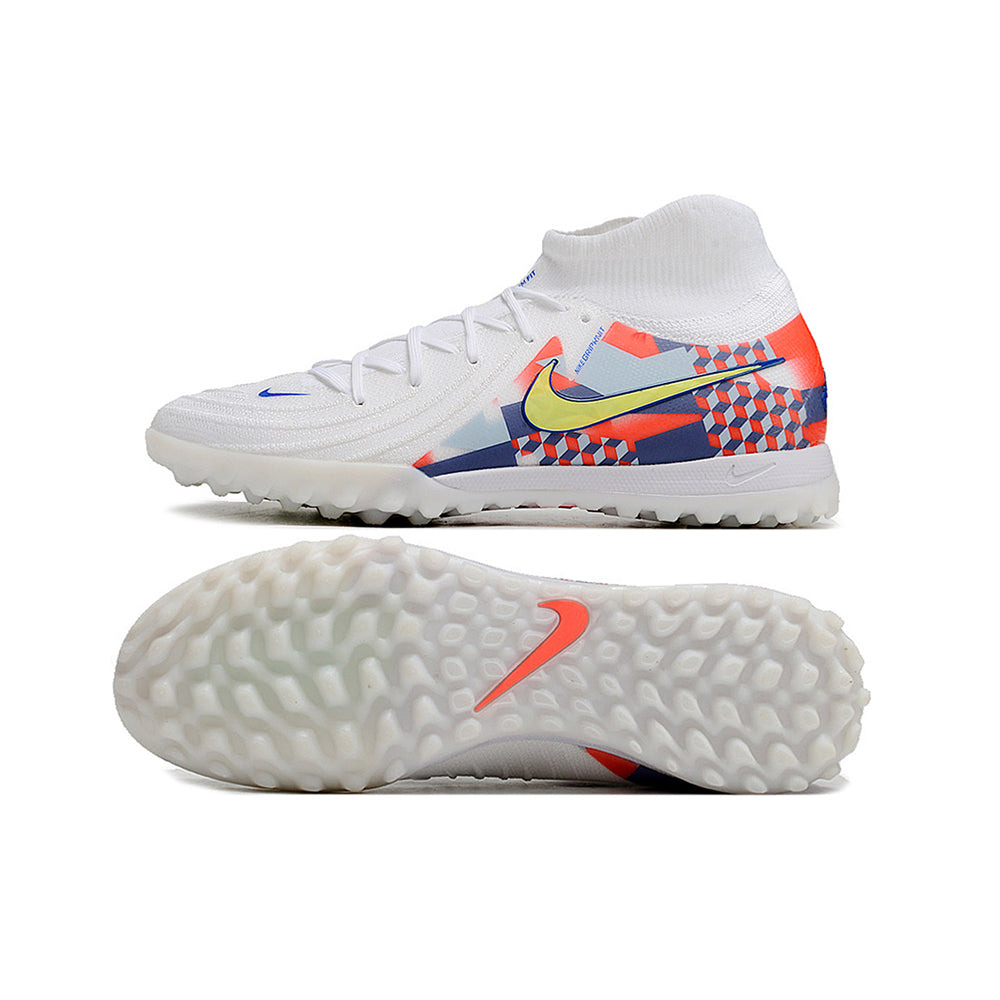 Chuteira Infantil Society Nike Phantom Luna 2 Elite TF Branca, Cinza e Vermelha 