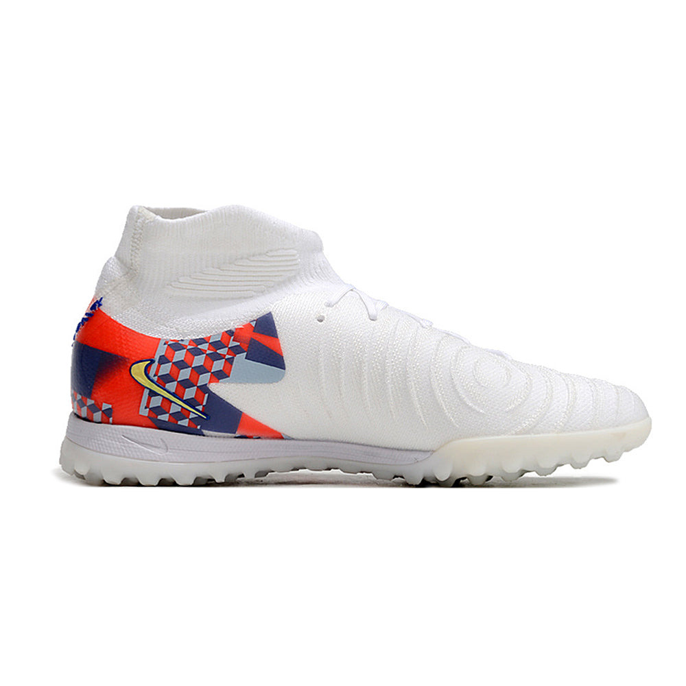 Chuteira Infantil Society Nike Phantom Luna 2 Elite TF Branca, Cinza e Vermelha 