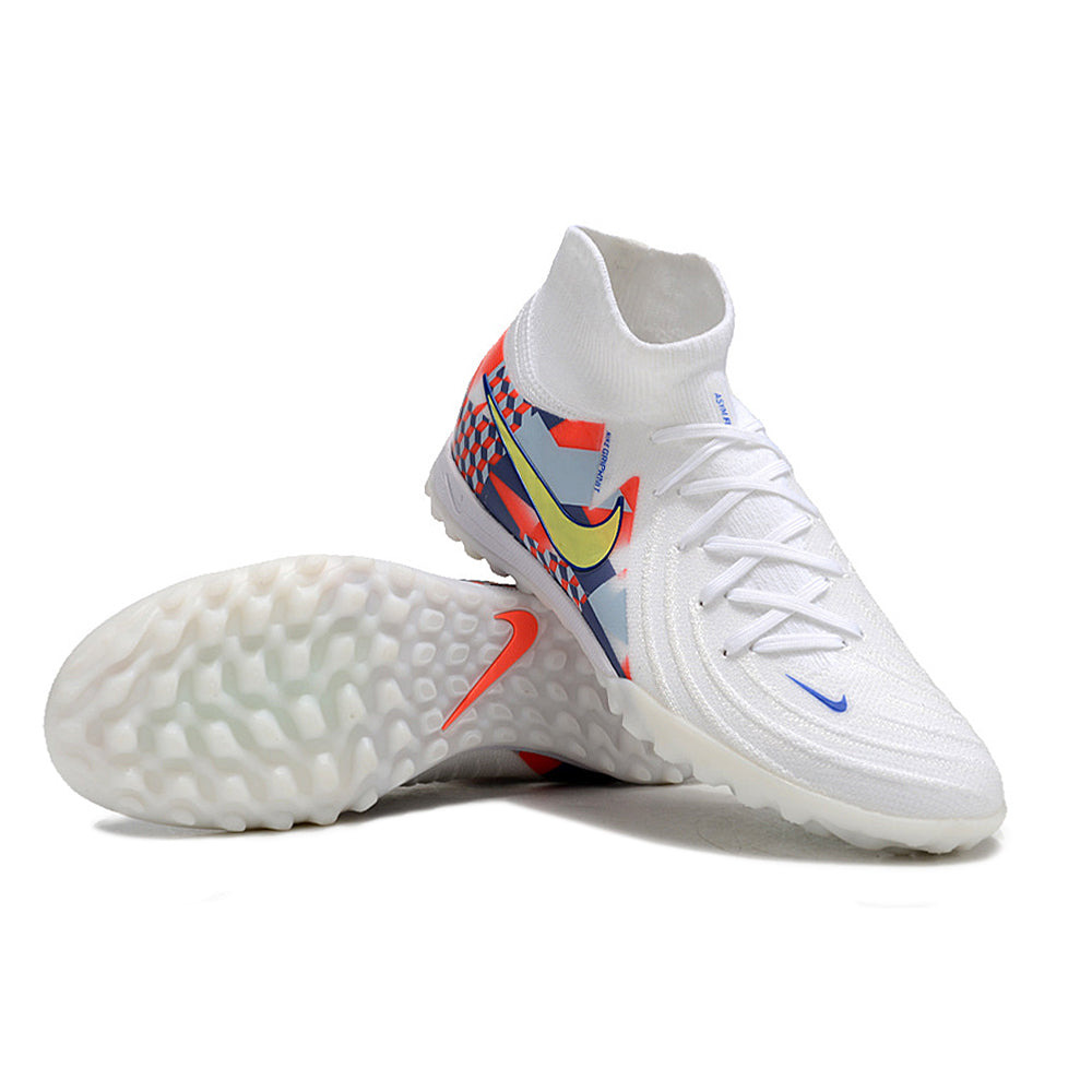 Chuteira Infantil Society Nike Phantom Luna 2 Elite TF Branca, Cinza e Vermelha 