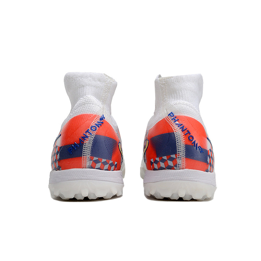 Chuteira Infantil Society Nike Phantom Luna 2 Elite TF Branca, Cinza e Vermelha 