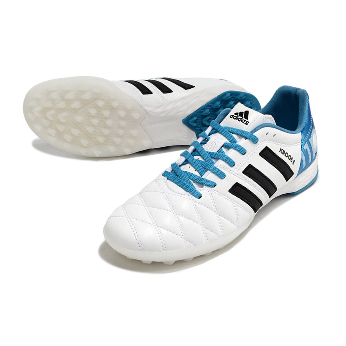 Chuteira Society Adidas AdiPure 11 Pro TF Branca e Azul 