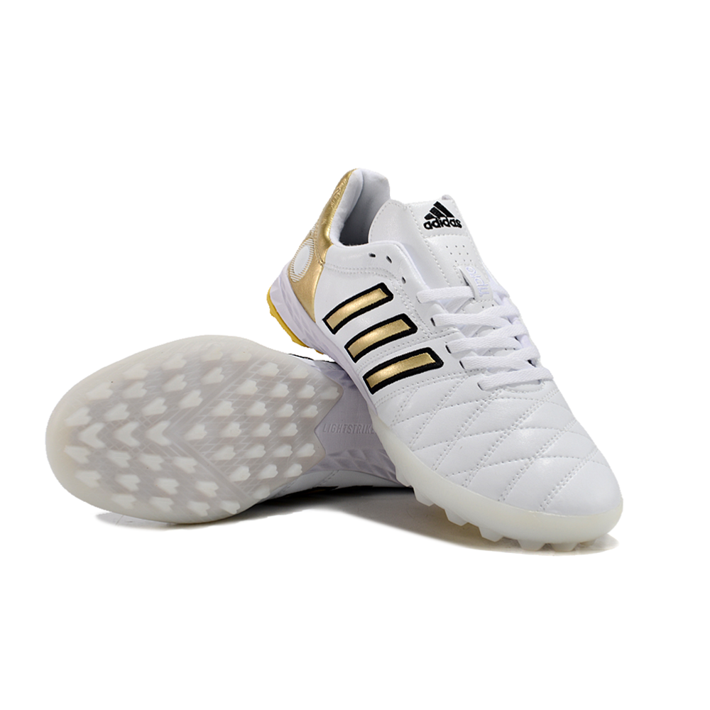 Chuteira Society Adidas AdiPure 11 Pro TF Branca e Dourada 