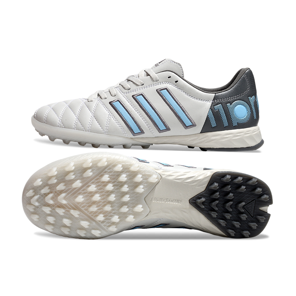 Chuteira Society Adidas AdiPure 11 Pro TF Branca, Cinza e Azul