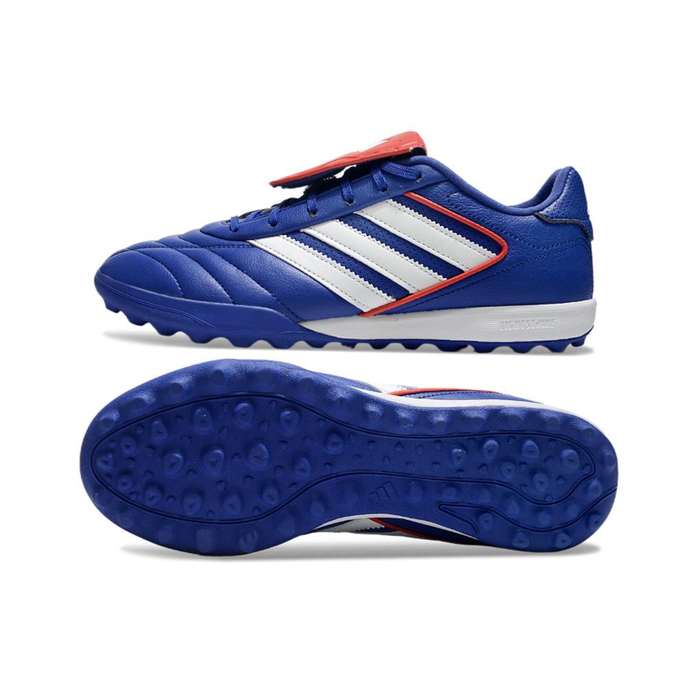 Chuteira Society Adidas Copa Gloro TF Azul, Branco e Vermelho