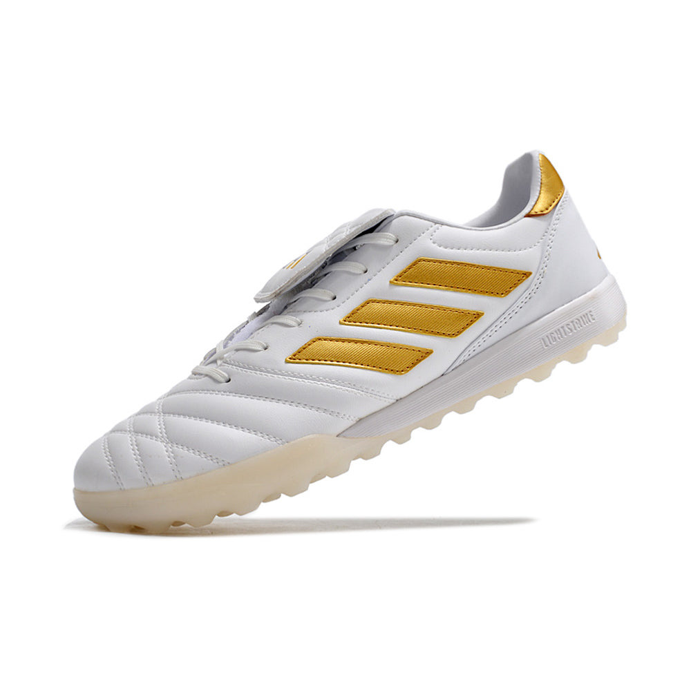 Chuteira Society Adidas Copa Gloro TF Branca e Dourada
