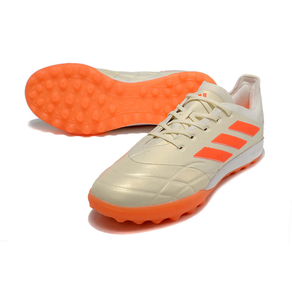 Chuteira Society Adidas Copa Pure.1 TF Bege e Laranja 