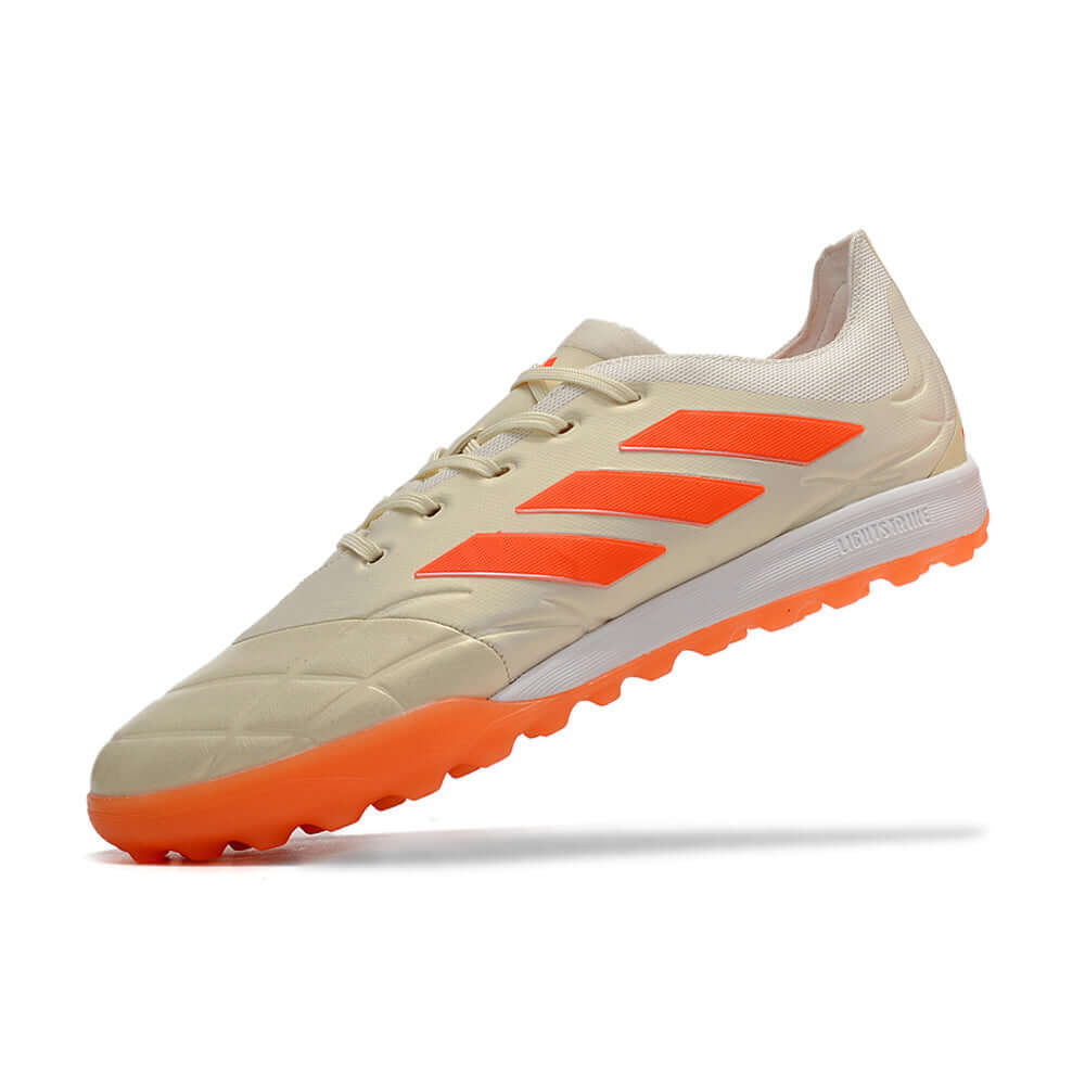 Chuteira Society Adidas Copa Pure.1 TF Bege e Laranja 