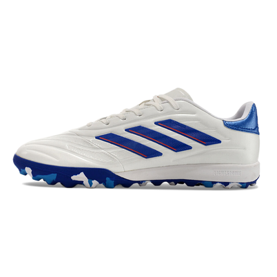 Chuteira Society Adidas Copa Pure.1 TF Branca, Azul e Vermelha 