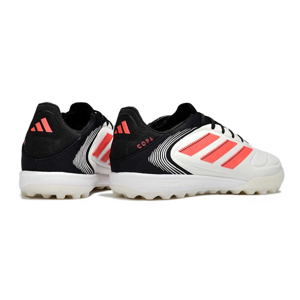 Chuteira Society Adidas Copa Pure.1 TF Branca, Preta e Laranja