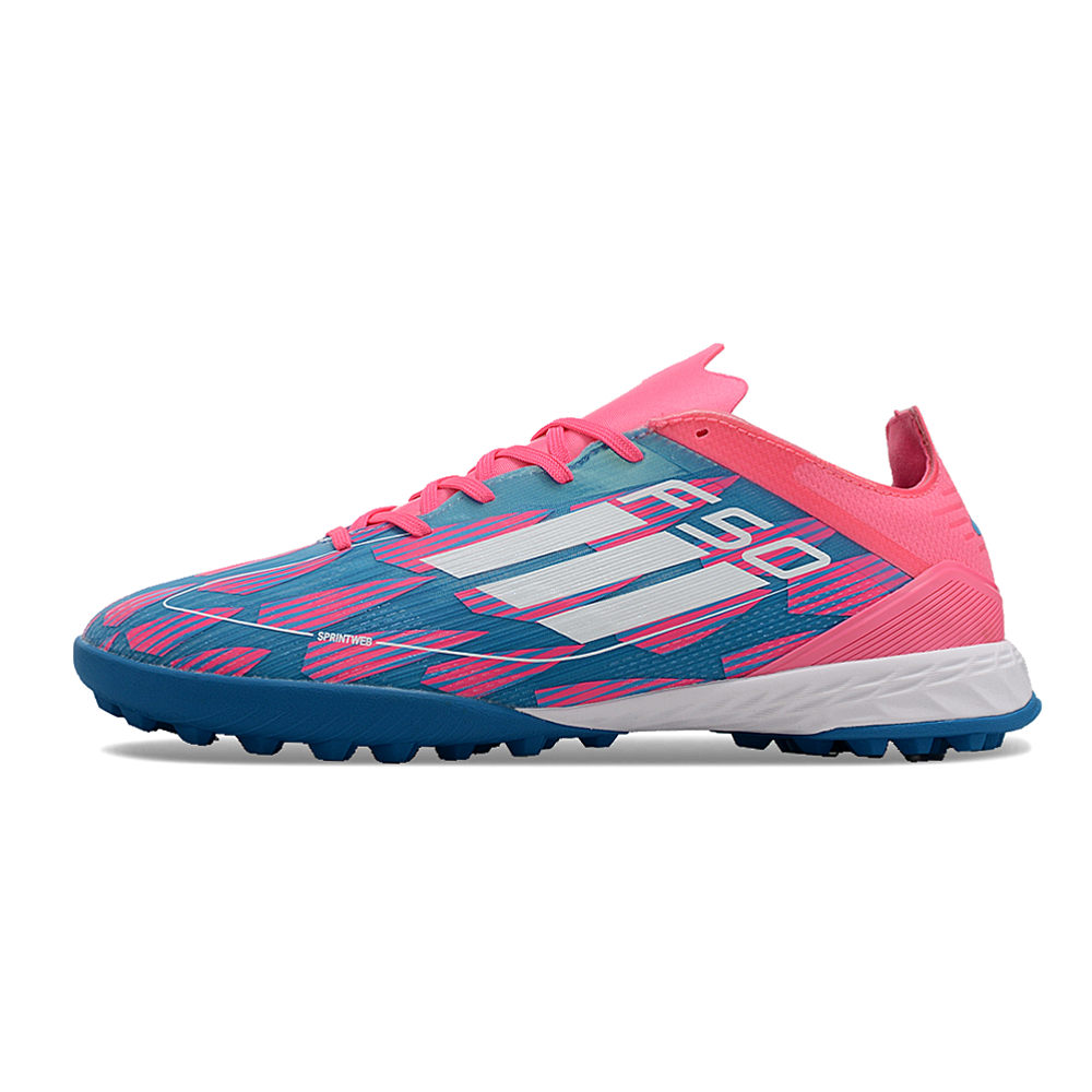 Chuteira Society Adidas F50 TF Azul e Rosa 