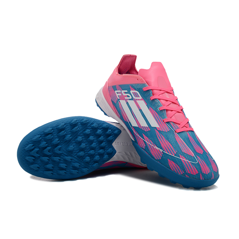 Chuteira Society Adidas F50 TF Azul e Rosa 