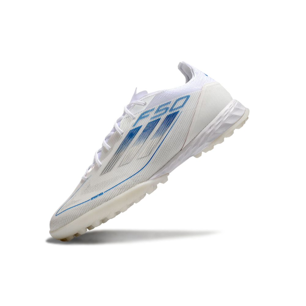 Chuteira Society Adidas F50 TF Branca e Azul