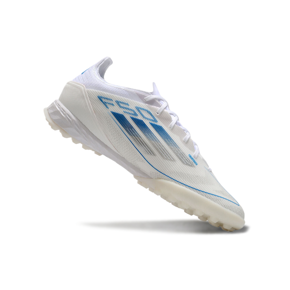 Chuteira Society Adidas F50 TF Branca e Azul