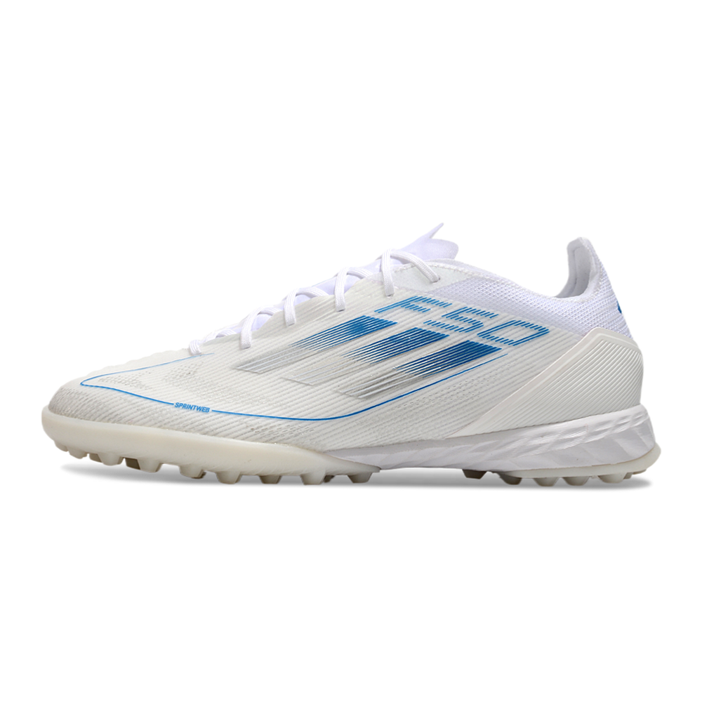 Chuteira Society Adidas F50 TF Branca e Azul